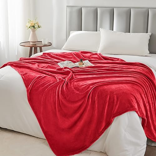 Miniatura 6 de BEDELITE - Manta de vellón para sofá y cama, manta afelpada, acogedora, supersuave, cálida y ligera para viajes y campamento, 50 x 60 pulgadas, rojo