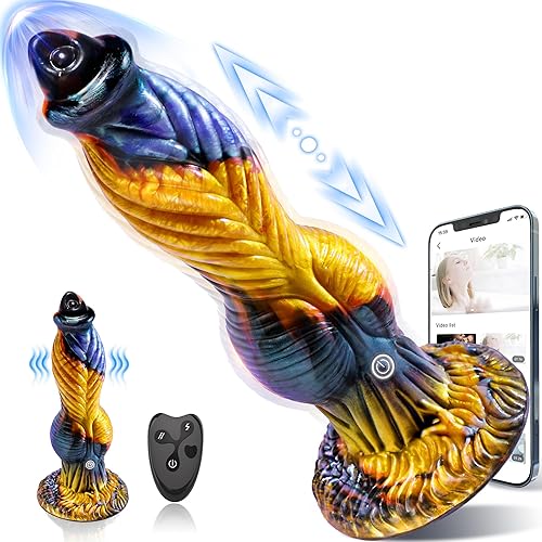 Thrusting Dildo Anal Sex Toys - 10.2" 4IN1 Huge Thick Dildos Sex Machine, Monster Big Dildo Upgraded App Remote Control Multi-Modes, Suction Cup Fantasy Dildo Adult Sex Toys & Games for Men Women - GoldPurple