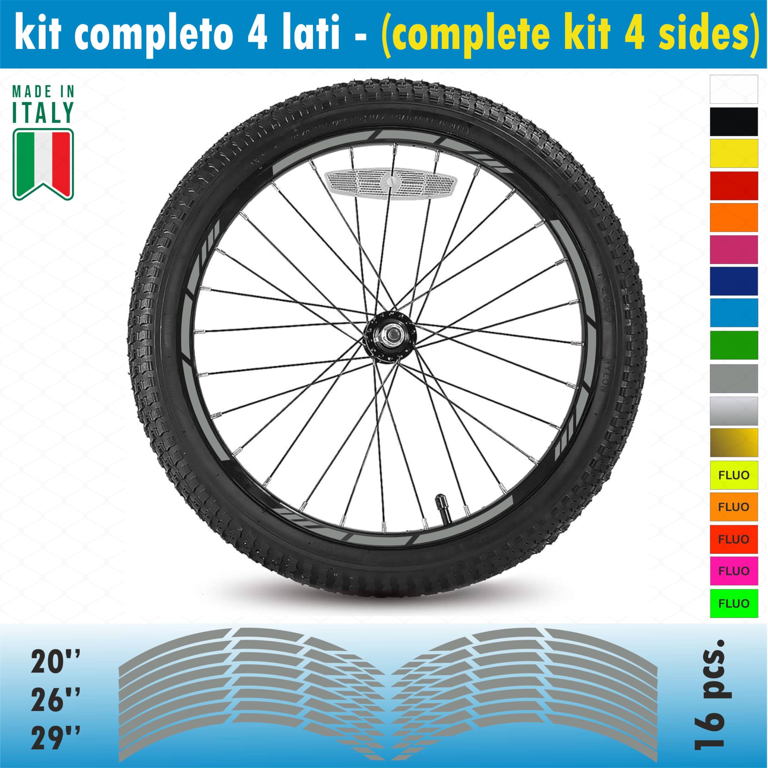 Adesivi Per Cerchi Fat Bike - Kit Completo Per Ruote 20-26-29 Pollici, Colore Arancio Fluo, PVC Opaco Resistente - Foto 4