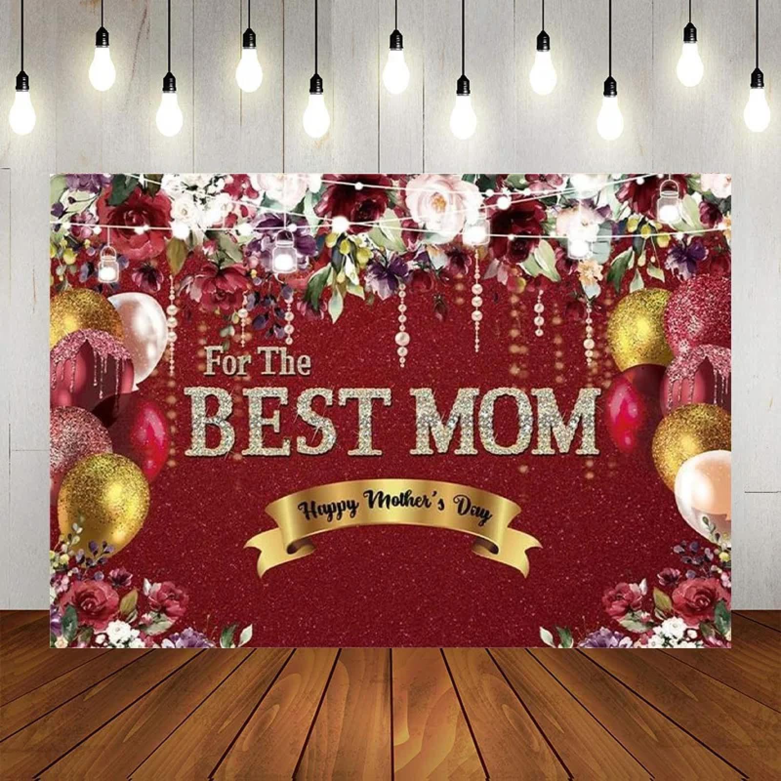 Happy Mother's Day czerwone tło kwiatowe tło fotograficzne baner najlepszy M balon dekoracja kwiatowa 440 x 300 cm