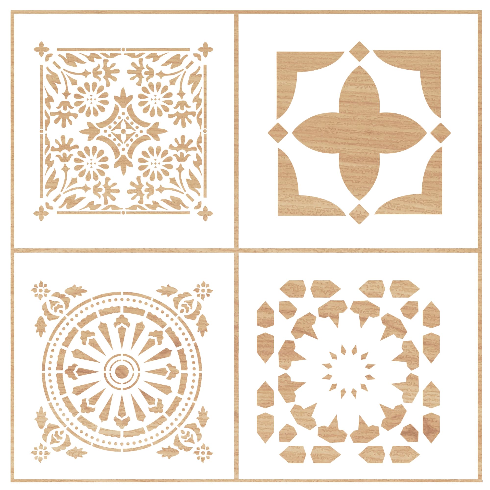 Kayra DecorWall Stencil: Transform Your Space with 12x12 Inch Designs - Set of 4