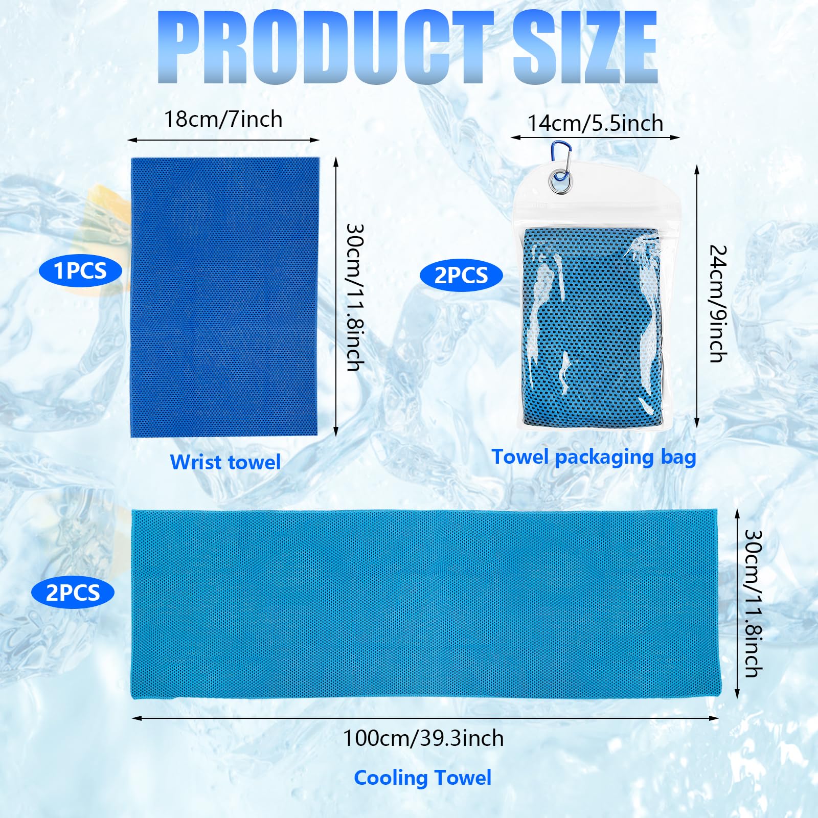 Asciugamano da ghiaccio 30 x 100cm, asciugamano golf, cooling towel, Asciugamano Raffreddamento per Yoga Palestra