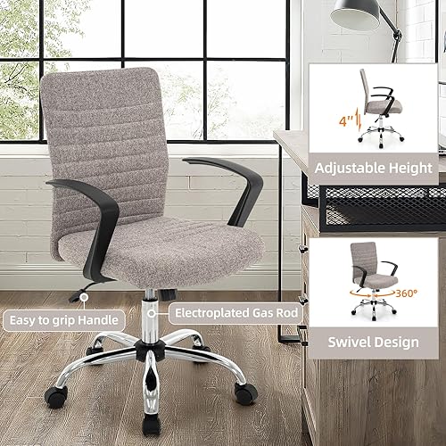 Miniatura 7 de 422 Silla de oficina acanalada con respaldo alto, ergonómicamente diseñada con reposabrazos, sillas giratorias ejecutivas para computadora con