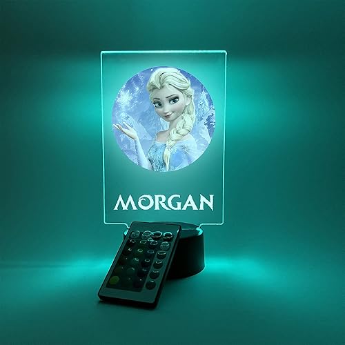 Miniatura 3 de Lámpara de escritorio LED con luz nocturna de princesa, personalizada, grabada, Elsa, hecha a pedido, decoración de habitación del hogar de niñas,