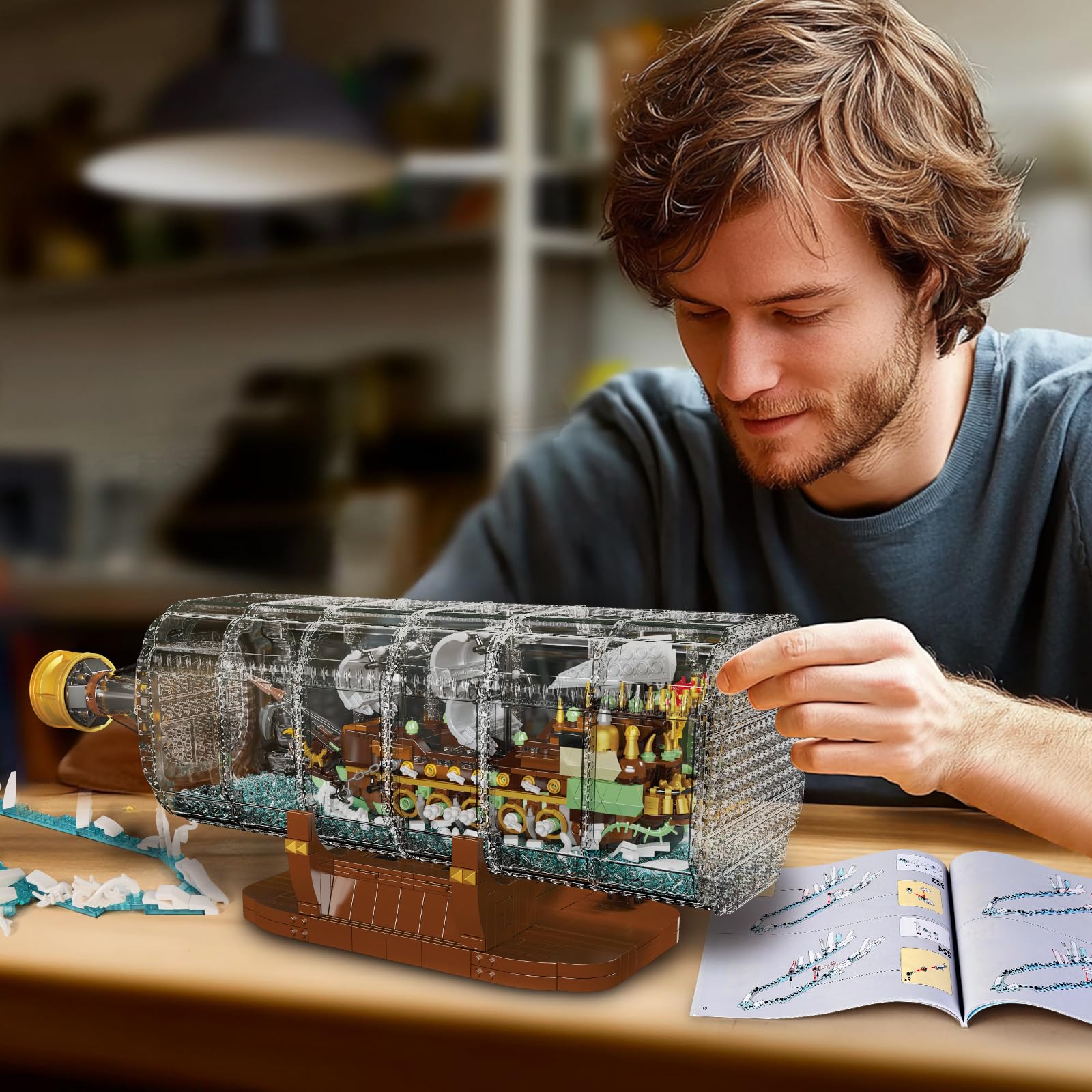 Mould King 10067 Drift Bottle with Ship Building Blocks Set, Pirate Ship in  Bottle Model Kit with Display Stand, MOC Flying Dutchman Pirate Ship :  Amazon.co.uk: Outlet