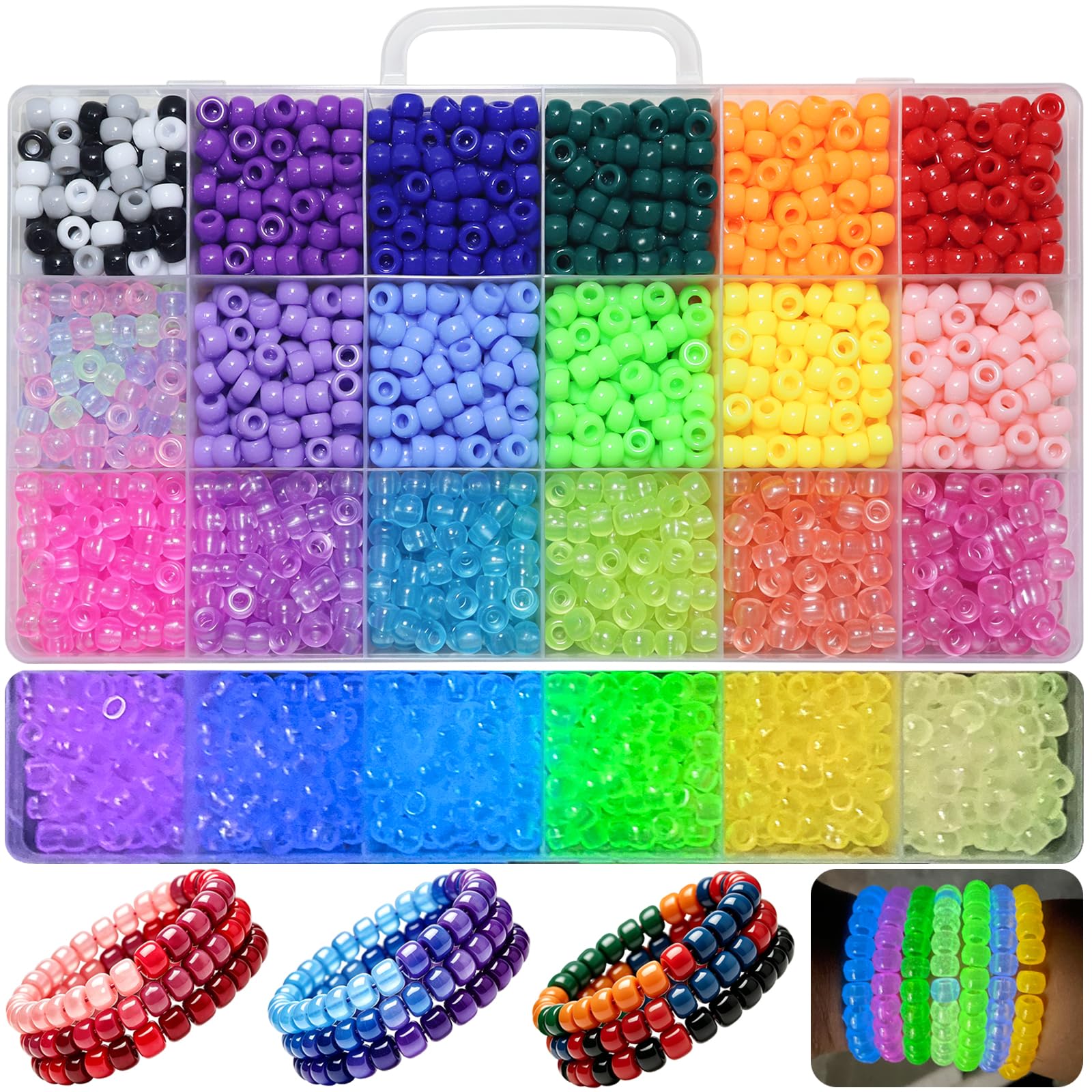 Glow-in-the-Dark Pony Bead Kit - Make Bracelets & Keychains -1