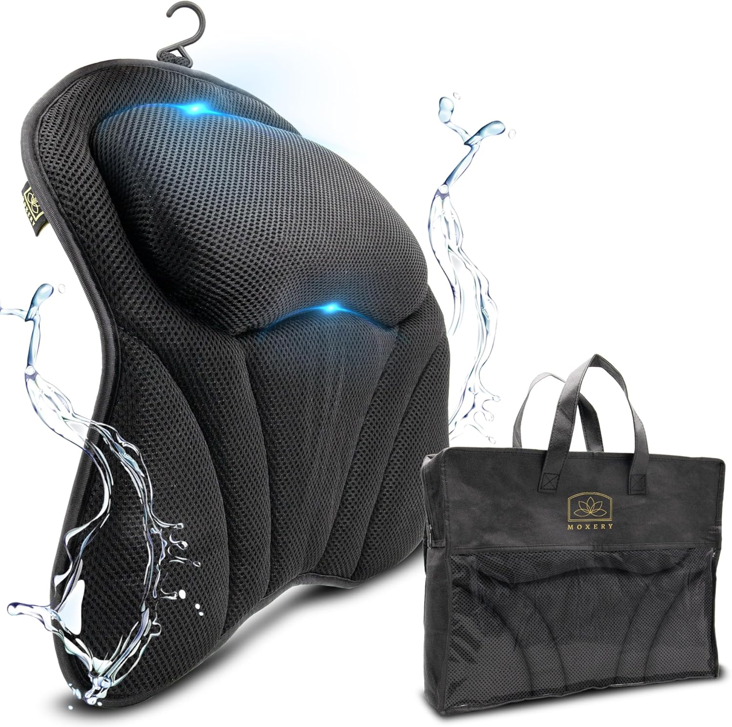 MOXERY Premium Bath Pillow Black Wellness Neck Pillow Bath Pillow