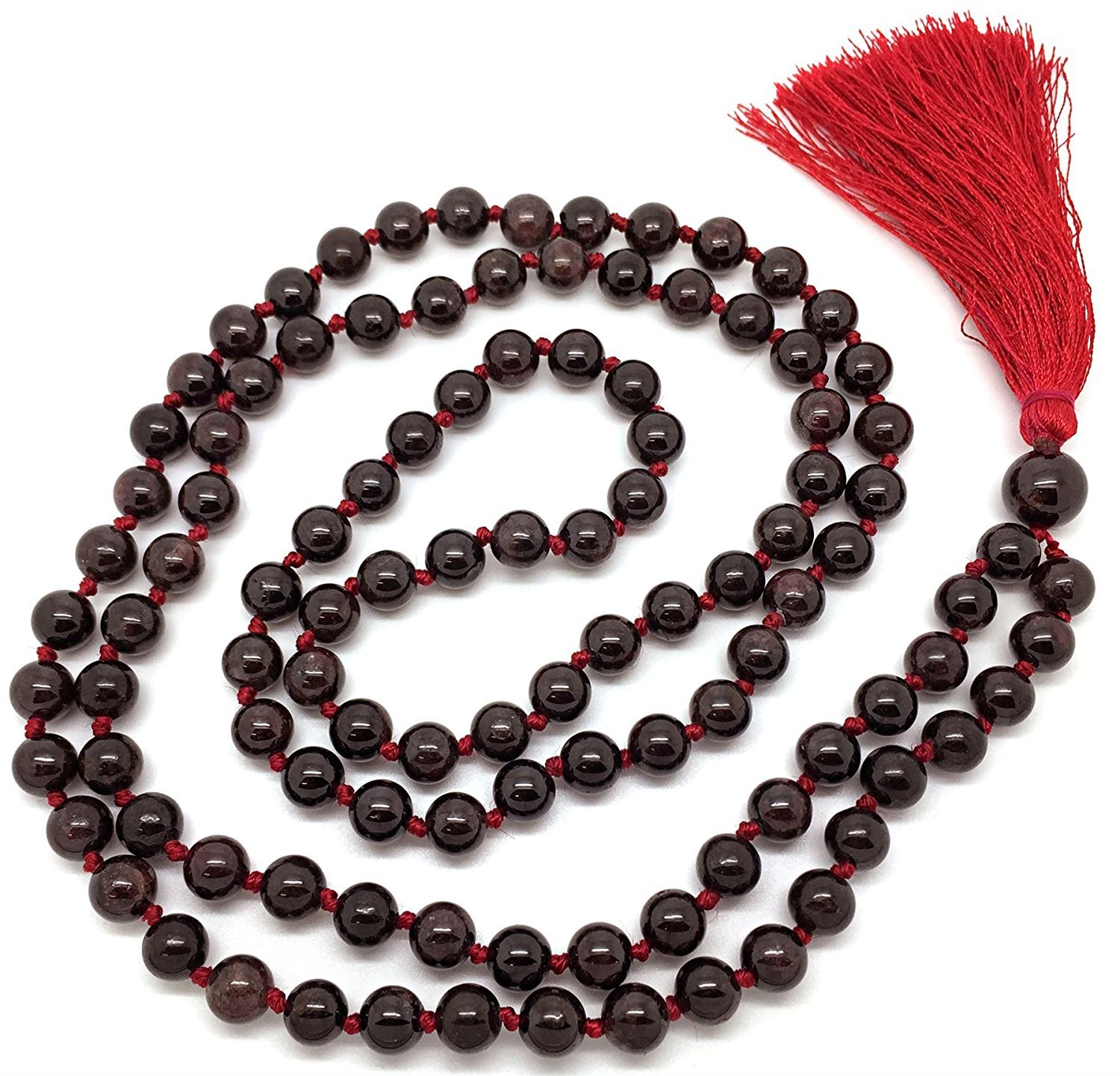 Garnet Japa Mala 108 Beads Plus 1 Larger guru Bead, with Real Gemstones, for use in Meditation or as a Necklace