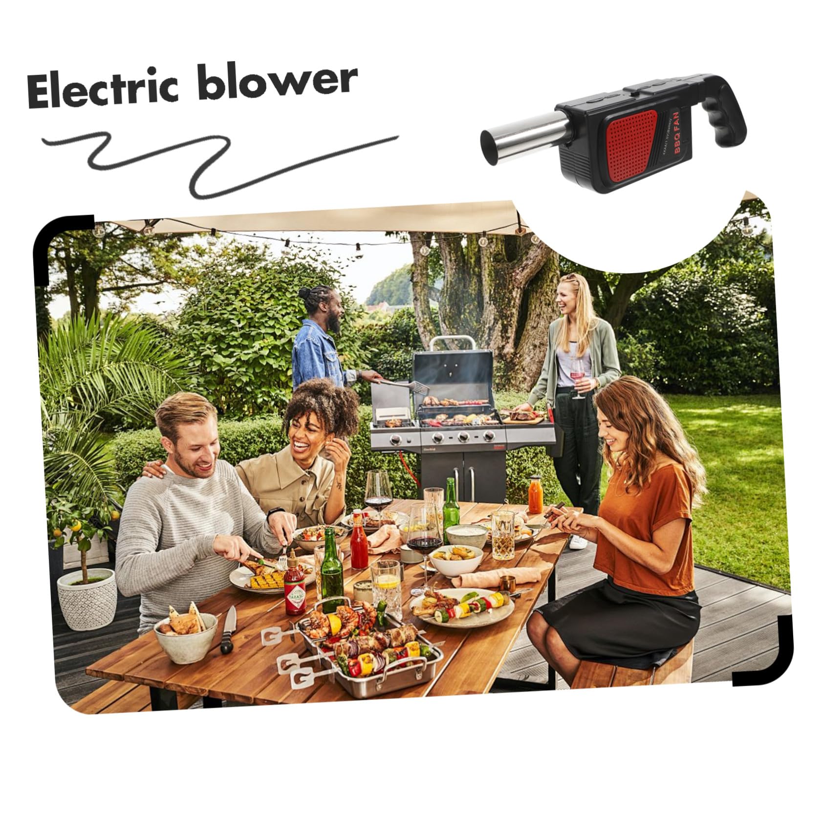 SHINEOFI 2 pezzi Soffiatore Elettrico Portatile per Barbecue Strumento Soffietto Maneggevole per Accensione con Batteria Aa per Campeggio e Grigliate Outdoor