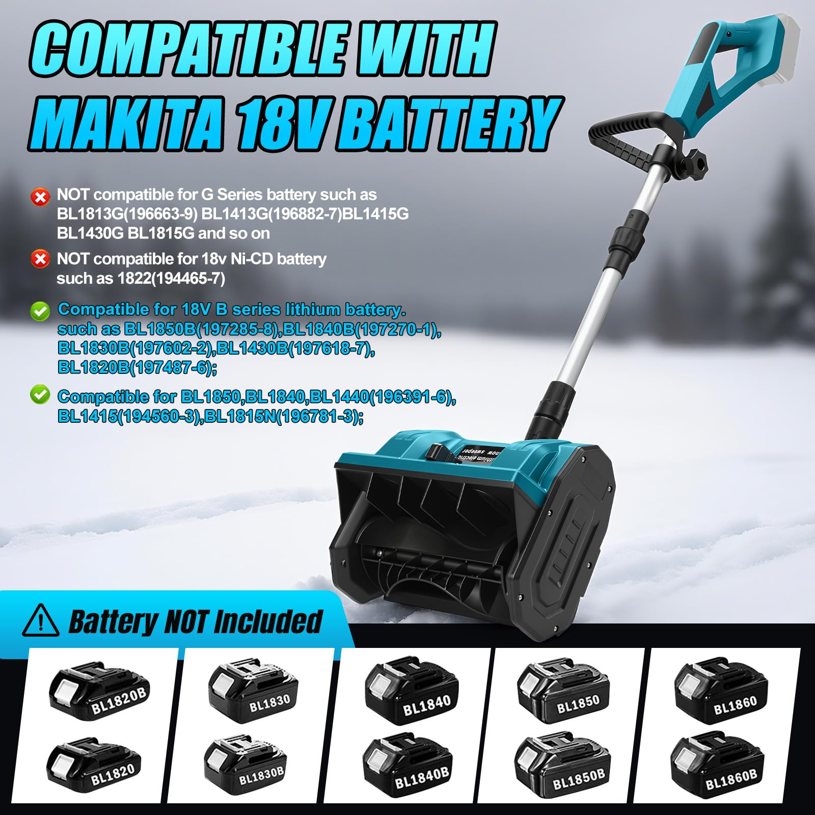 akumulatorowa odśnieżarka do baterii Makita 18V, zasięg wyrzutu 8m, szerokość robocza 28cm, elektryczna łopatka odśnieżająca, szczotka odśnieżająca, odśnieżarka z uchwytem o wysokości