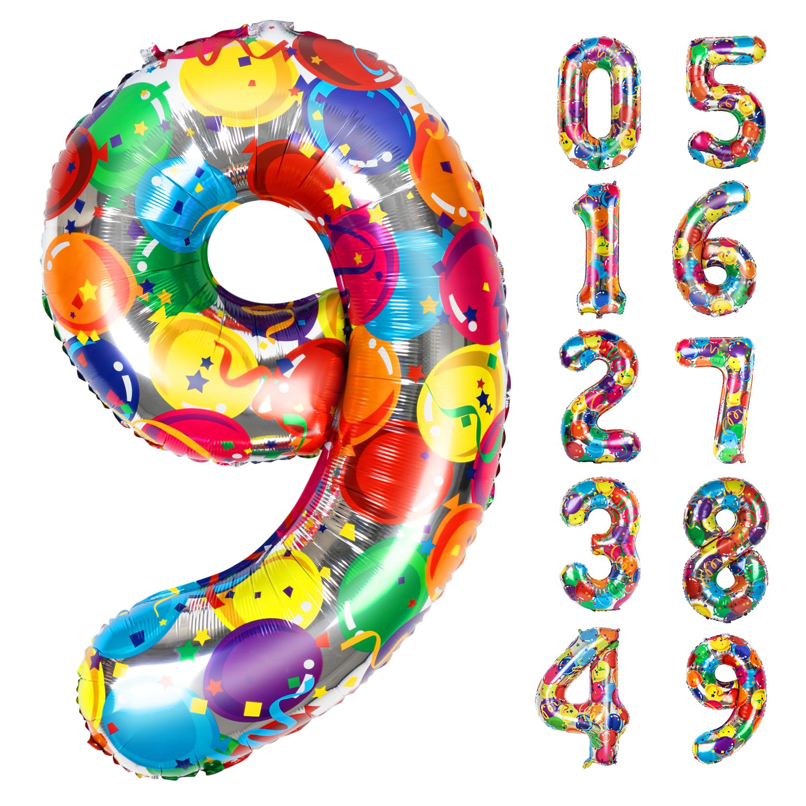 40 Zoll bunte Zahl Luftballons große 9, Folie Mylar Luftballons Dekorationen für 9 19 90 Geburtstag Party, Verlobung, Hochzeit, Jahrestag