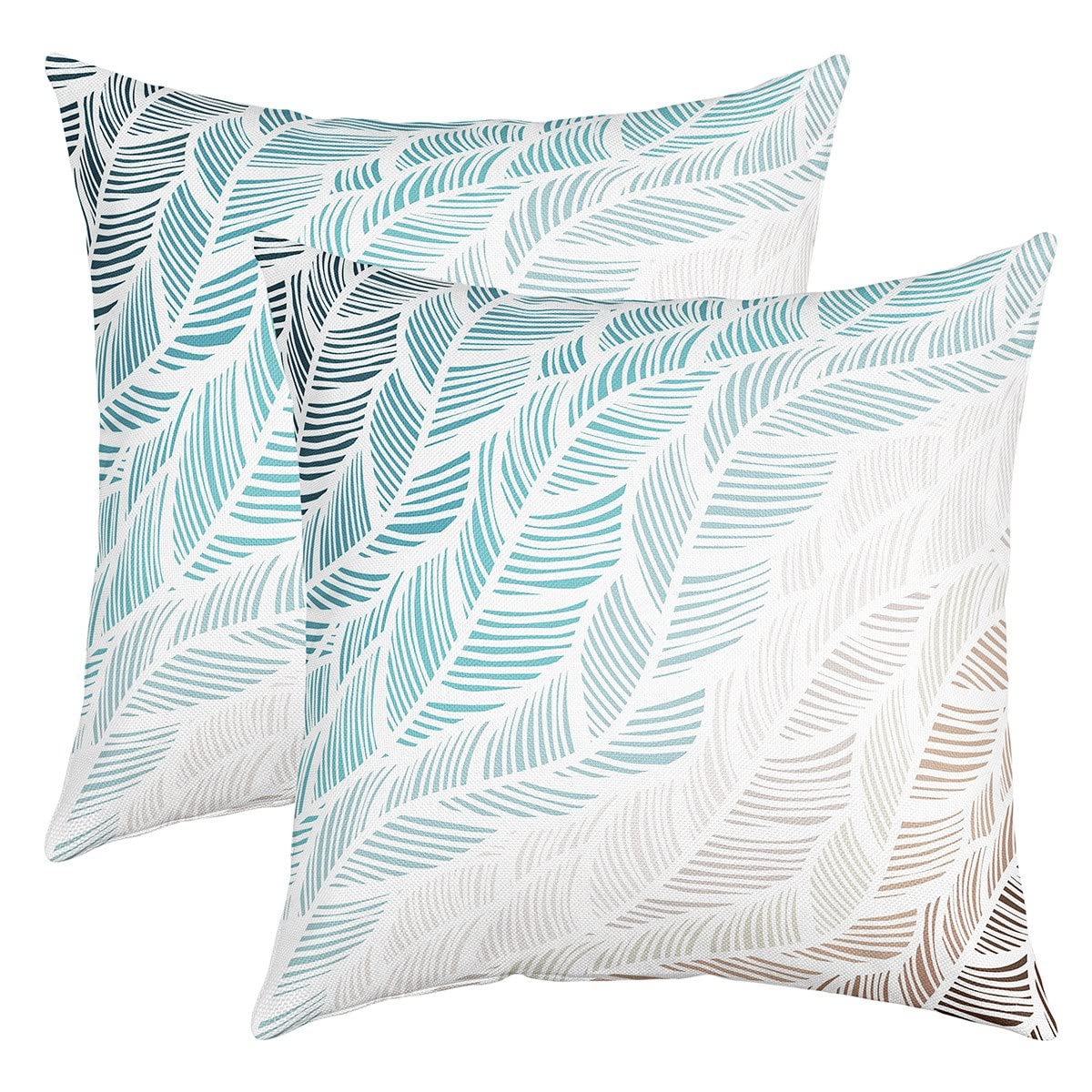 Richhome Multi 20 Watercolor Leaves Throw Pillow Covers Gradient Wild Outdoor Plants Decor Cushion Covers For Teens Adults Botanical Leaves Stripes Rustic Style Cushion Cases For Living Room 20X20 Inch Set Of 2