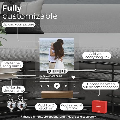 Miniatura 2 de EGD Placa de acrílico personalizada de Spotify para novio y novia, elige tu foto favorita y canción para regalos únicos para mamá papá, regalos para