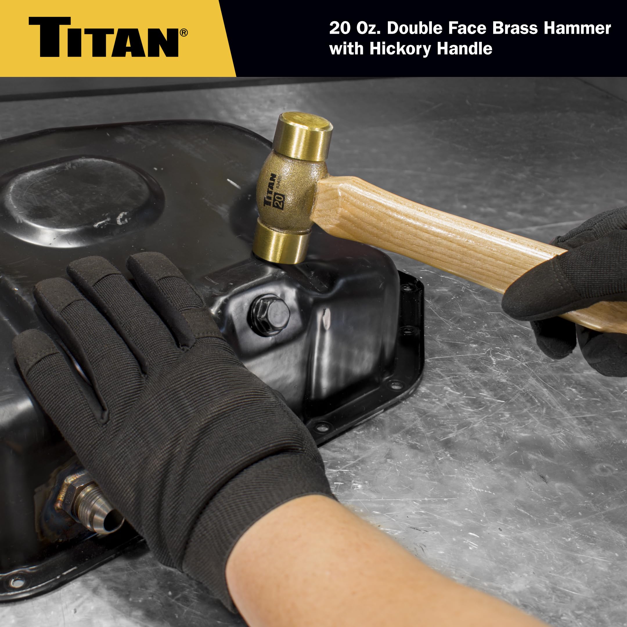 Titan 63420 - Martello a doppia faccia in ottone con manico in noce americano, 567 gr