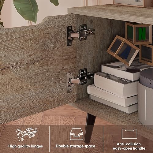 Miniatura 5 de Maxtown - Soporte de TV para sala de estar, consola de TV para TV de 55 pulgadas, centro de entretenimiento con 1 gabinete, 2 cajones, consola