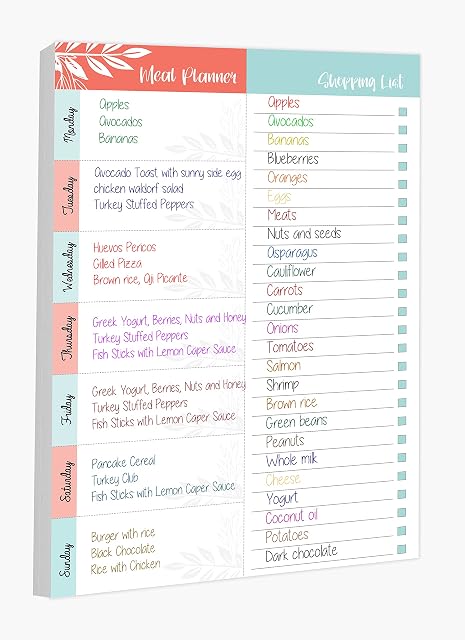 Meal planner and shopping list | 52 weekly tear-off pages | Meal planner pad | Magnetic meal planner for fridge | Magnetic Notepads with Grocery List for Fridge | Weekly/Daily Food Planning (1)
