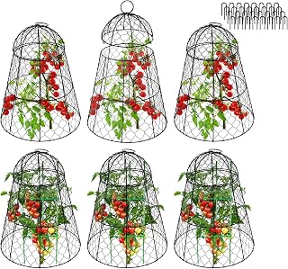Garden Cloches for Plants - Set of 6 Chicken Wire Plant Cages and Plant Protectors from Animals, 17.7" H x 12.8" D, Outdoor Vegetable and Flower Cages, Sapbontchi Chicken Wire Cloche