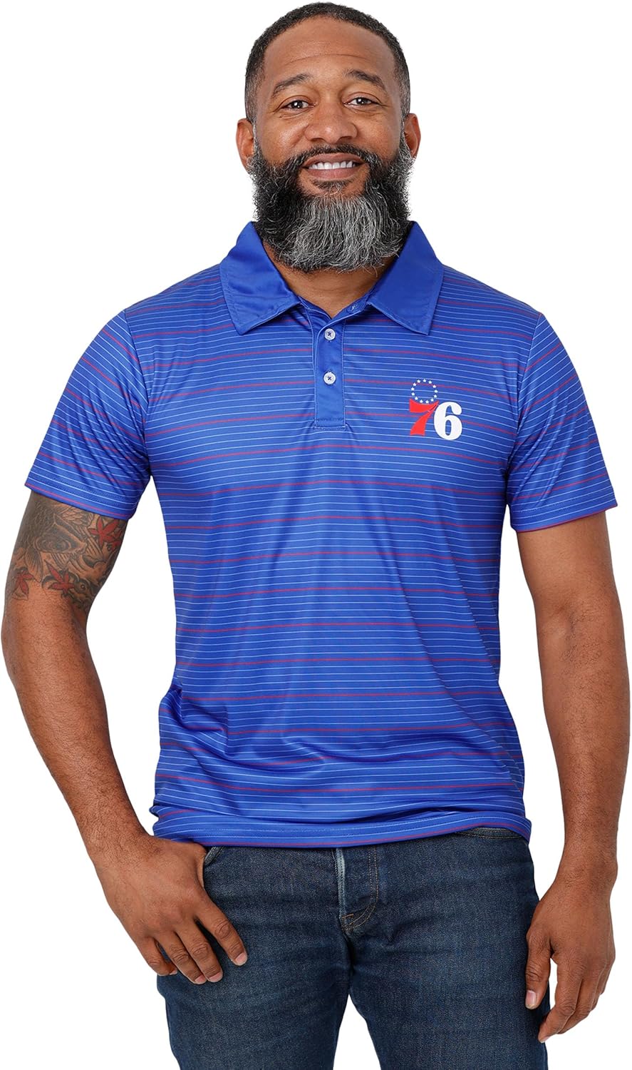 FOCO NBA Mens NBA Team Logo Polo Short Sleeve Polyester Shirt Philadelphia 76ers XX-Large Team Color