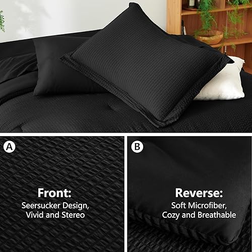 Miniatura 3 de CozyLux Juego de edredón Queen  7 piezas de ropa de cama de sirsaca en una bolsa, juego de ropa de cama bohemio suave y ligero con edredones para