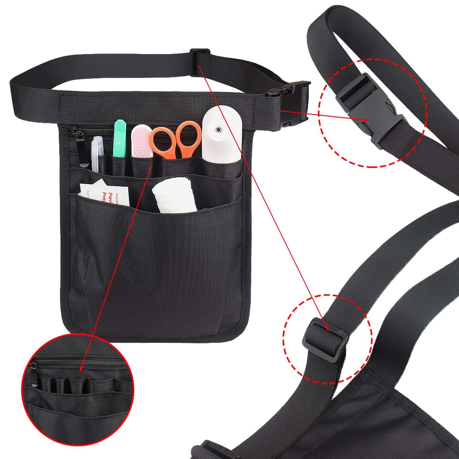 Marsupio Da Infermiera In Nylon 900D Multitasca - Borsa Porta Attrezzi Regolabile Per Professionisti Sanitari - 6