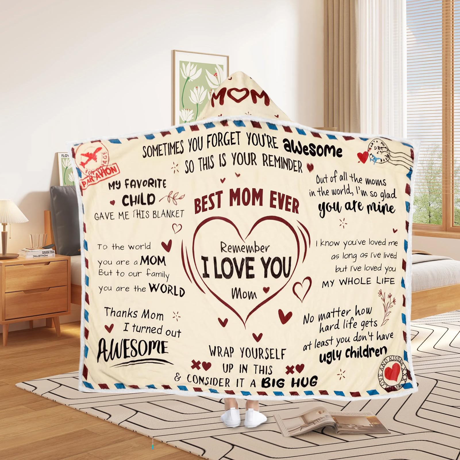 Coperta Mamma Da Figlio Con Cappuccio Design A Busta In Flanella Calda E | Coperte Da Figlia Per Mamma Ideale Per Donna Fidanzata Compleanno Decorazione Casa Spa Viaggio Campeggio Aria