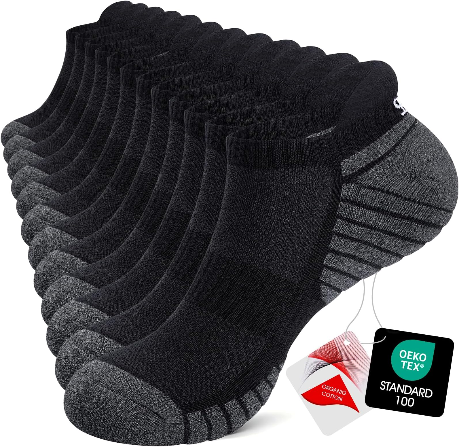 TANSTC Athletic Running Ankle Socks,6Pairs Cushioned Low Cut Anti-Blister Tab Sports Sock Men Women