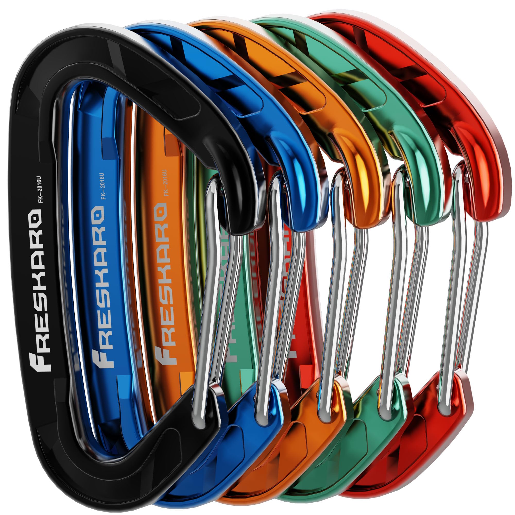 FresKaro 15kN-3372lbs Heavy Duty Wiregate Carabiners, Reliable Time-Tested Stainless Steel Spring Gate, for Camping, Hiking, Hammocks, Backpacking, Dog Leash etc., 3.15inch