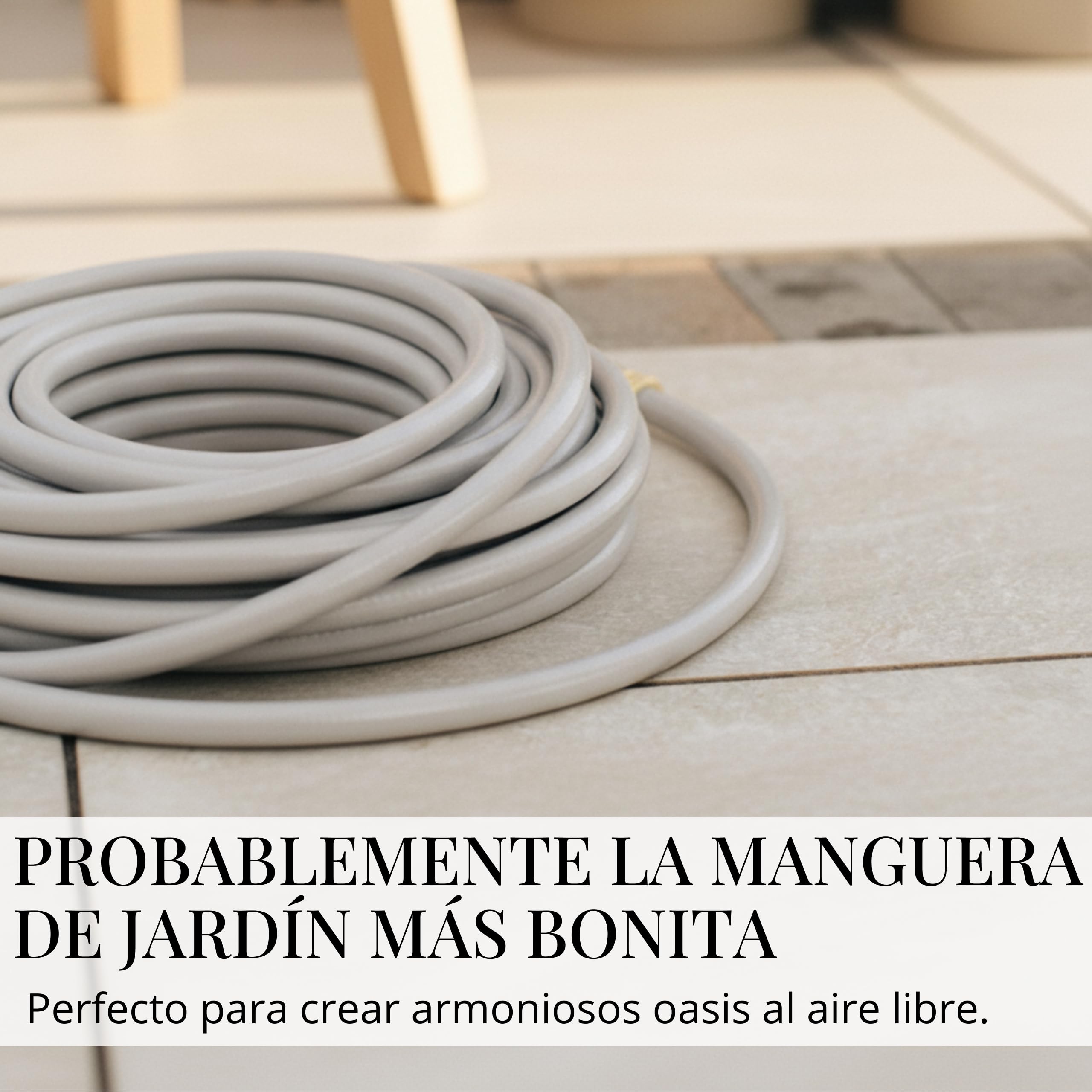 LIVLIG Manguera Jardin 10m – Manguera de Riego Flexible, 60% Reciclado, Resistente UV, Antitorcion, 1/2 Pulgada, Greige
