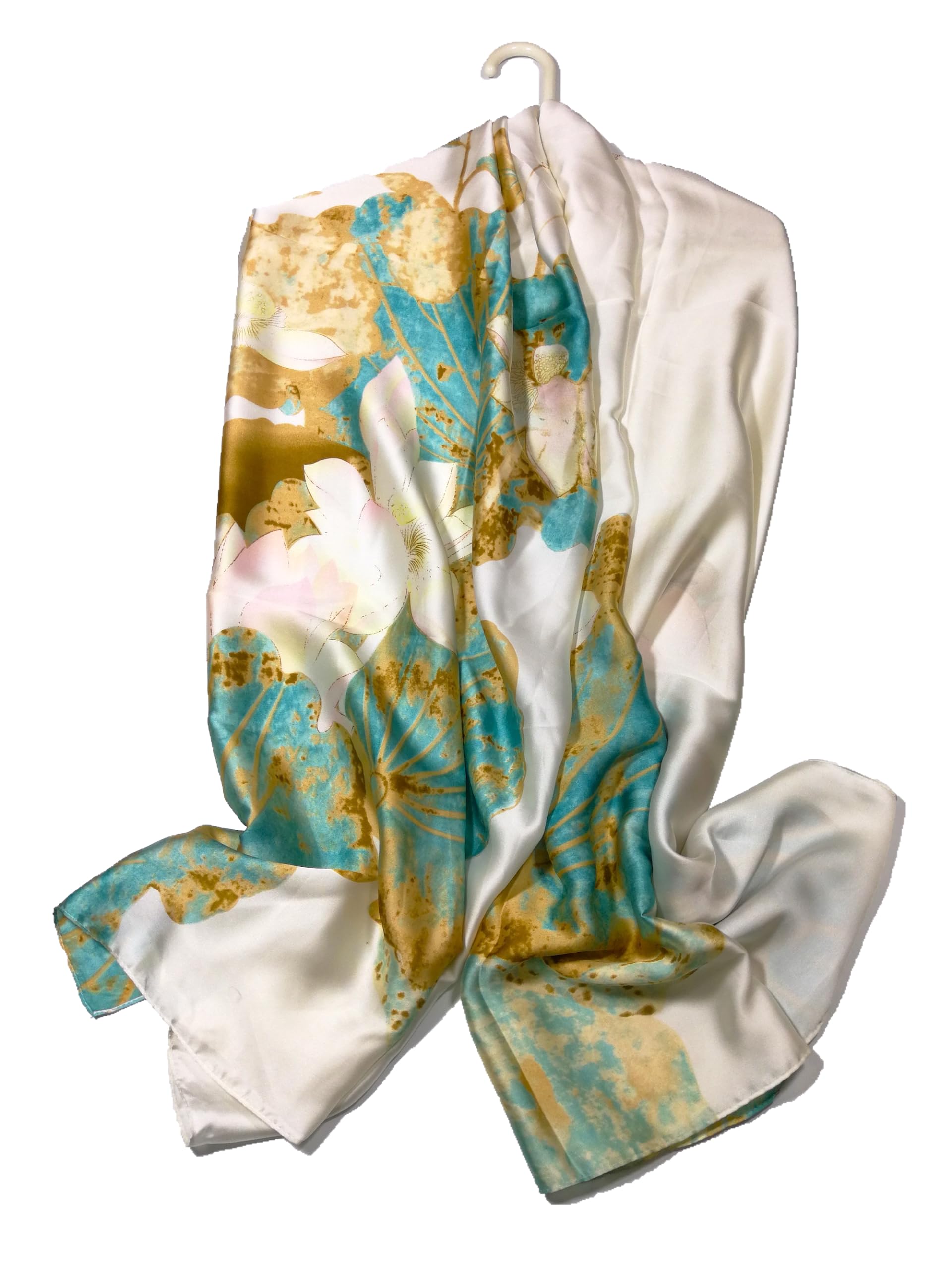 Shanlin Silk Feel Long Floral Satin Scarves for Women in Gift Box, Lotus, Large โ image 1