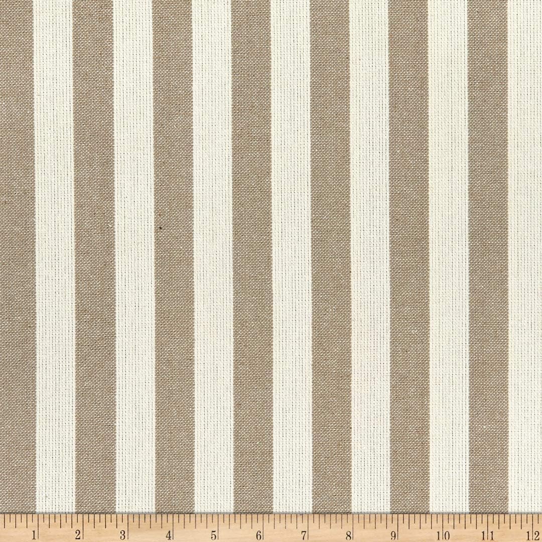 Big Duck Canvas Windmill Linen Stripes Taupe, Fabric by the