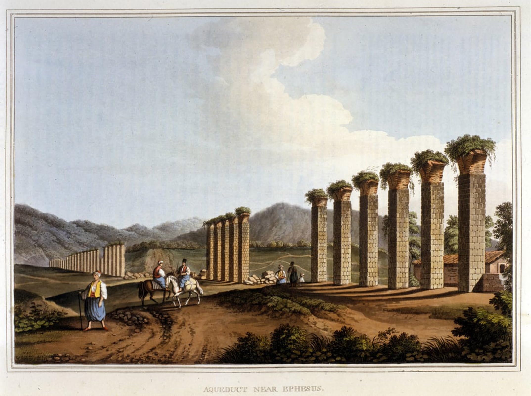 POSTERIIk Vintage Classic Picture Landscape Artwork L'aqueduct a Ephese in Views in the Ottoman Dominions in Europe in Asia by Mayer Portrait Canvas Painting for Office Home Decor 60x90cm