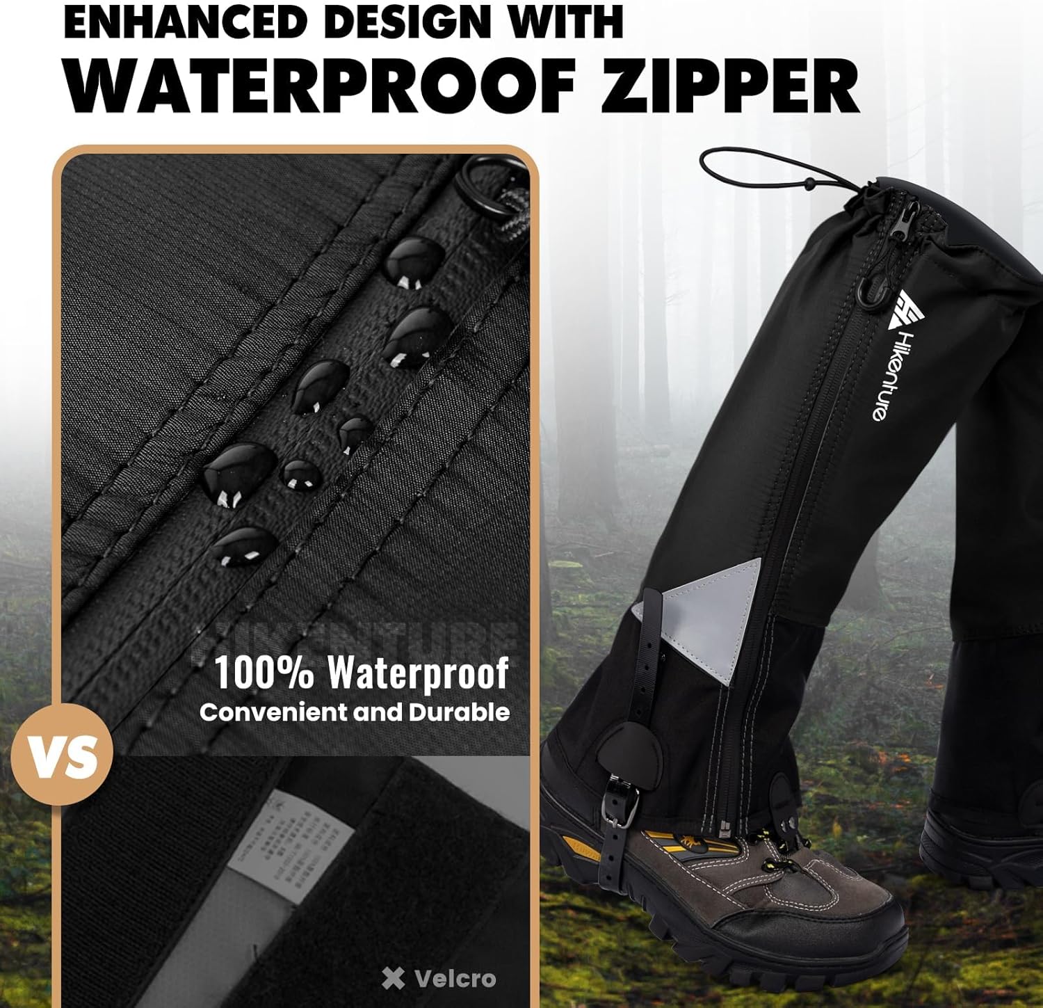 Hikenture Gaiters for Hiking Waterproof, Leg Gaiters with Upgraded Zipper Design, Lightweight Shoe Gaiters for Men Women, Dirt-Proof Ripstop Hiking Gaiters, Breathable Boot Gators for Hunting : Sports & Outdoors
