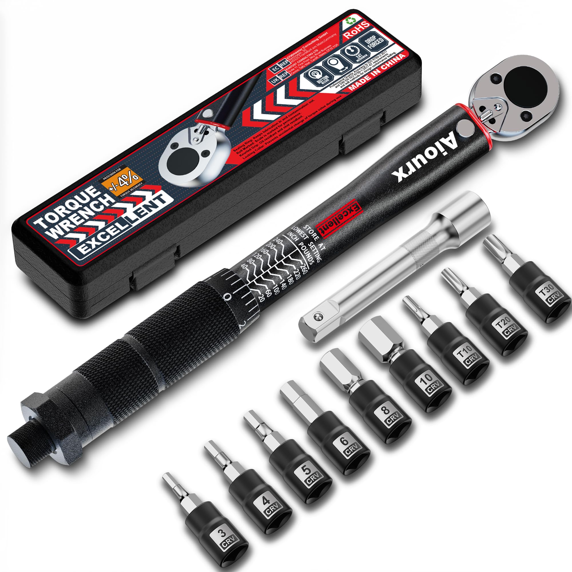 Aiourx Chave de torque de acionamento de 1/5.1 cm, chave de torque
