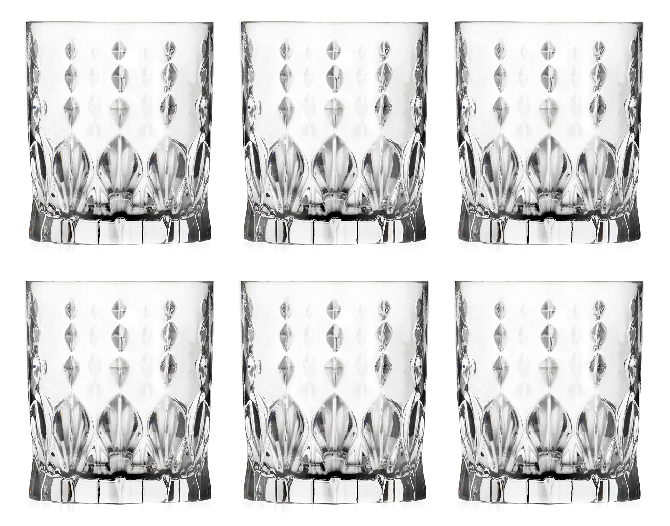 Vaso de cristal doble a la edad – Juego de 6 vasos – Diseñados DOF vasos – para whisky – Bourbon – agua – bebidas – 12 oz – Cristal sin plomo – Fabricado en Europa por Barski