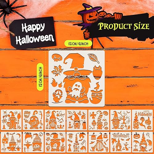 Miniatura 2 de 30 Pieces Halloween Stencils for Painting on Wood Reusable Pumpkin Expression Templates DIY Decorative Stencils Reusable Plastic Halloween Drawing