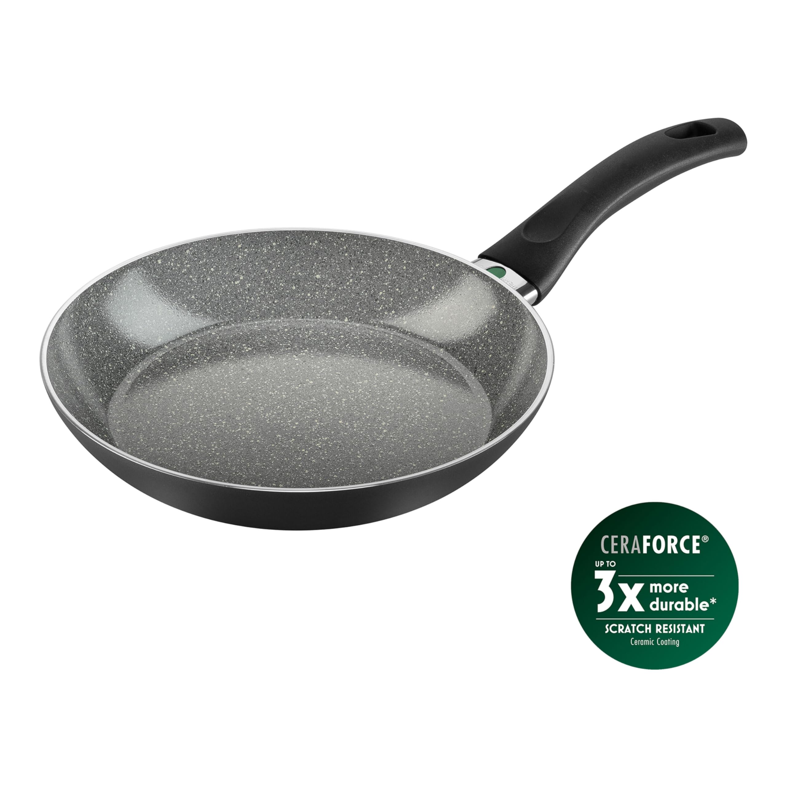 BALLARINI Bologna - Padella in alluminio, 24 cm, rivestimento antiaderente in ceramica, antigraffio, adatta a tutti i piani cottura, adatta a induzione, colore: Nero/Grigio