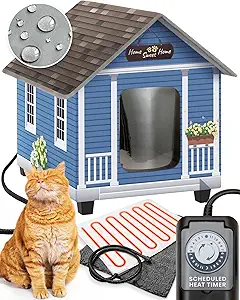 PETYELLA Weatherproof Heated Houses for Outdoor Cats - Easy to Assemble