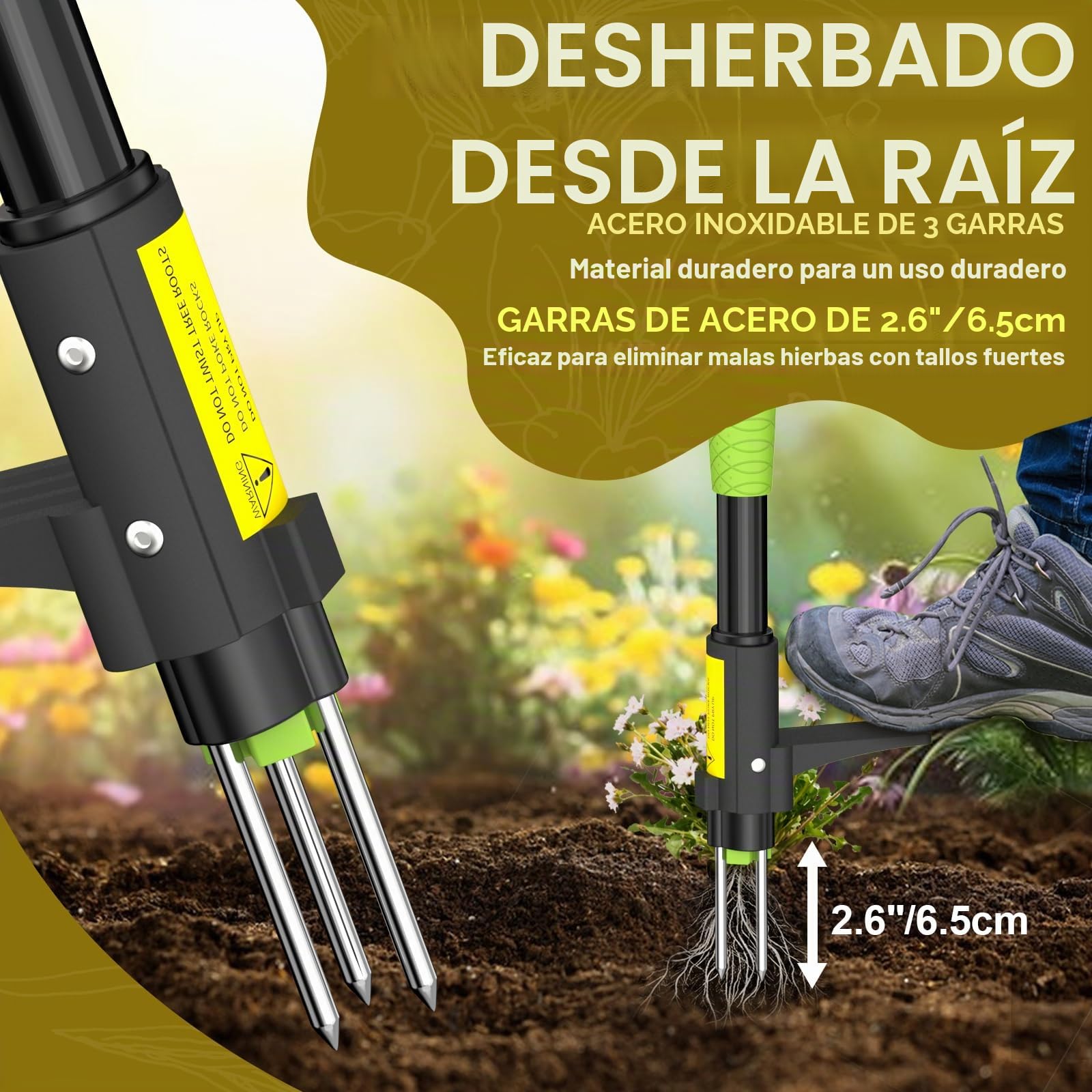 Herramienta de eliminación de malezas, removedor de raíces de malezas, herramienta de deshierbe de jardín con mango largo, herramienta de deshierbe resistente, herramienta de extracción de