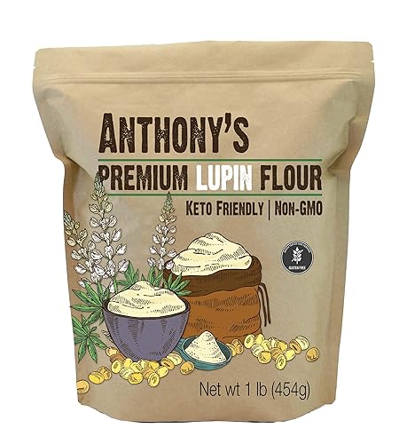 Anthonys Harina de lupín premium 1 libra sin gluten sin OMG vegana y apta para dieta cetogénica