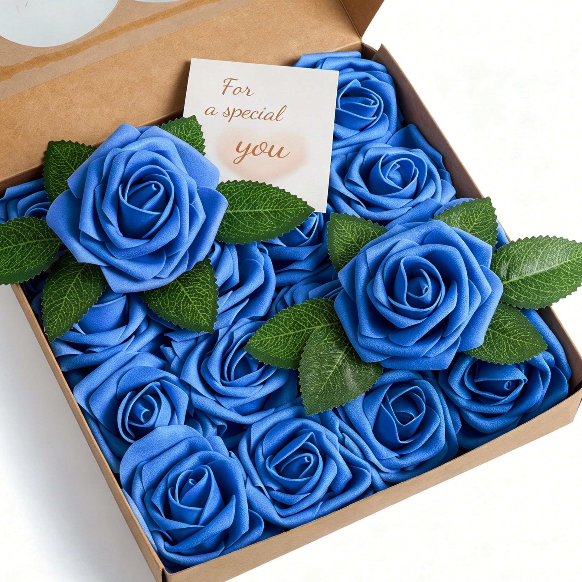 XIANNVXI Blue Roses Artificial Flowers with Stems,Realistic Foam Roses