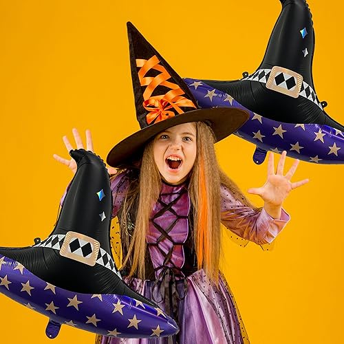 Miniatura 3 de HOUSE OF PARTY Globos de sombrero de bruja de Halloween, globos de aluminio grandes de 20 pulgadas con sombrero de bruja  Bonitos globos de Mylar de