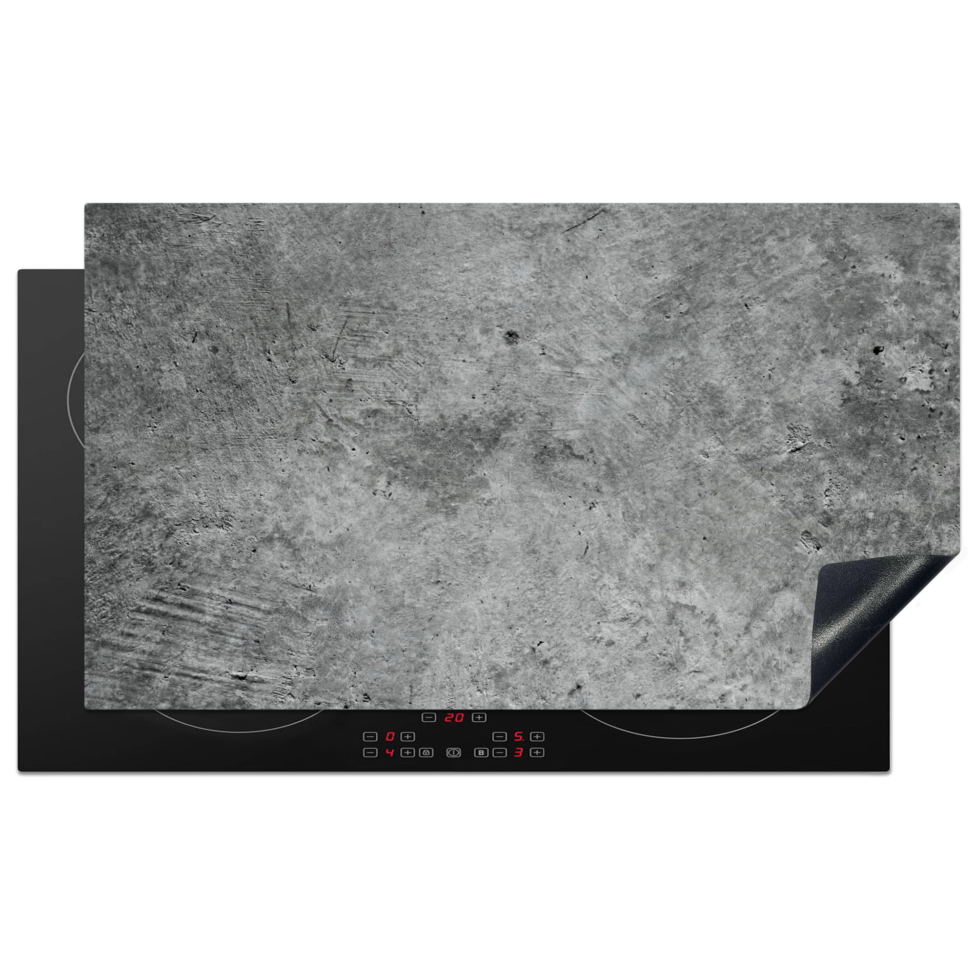 KitchenYeah© Induction Hob Protector Mat 20.8"x36" / 91.6x52.7 cm Stove Cap Top Cover Kitchen Cooker Covers for Electric Hobs Vinyl Concrete - Slate - Grey - Concrete Structure
