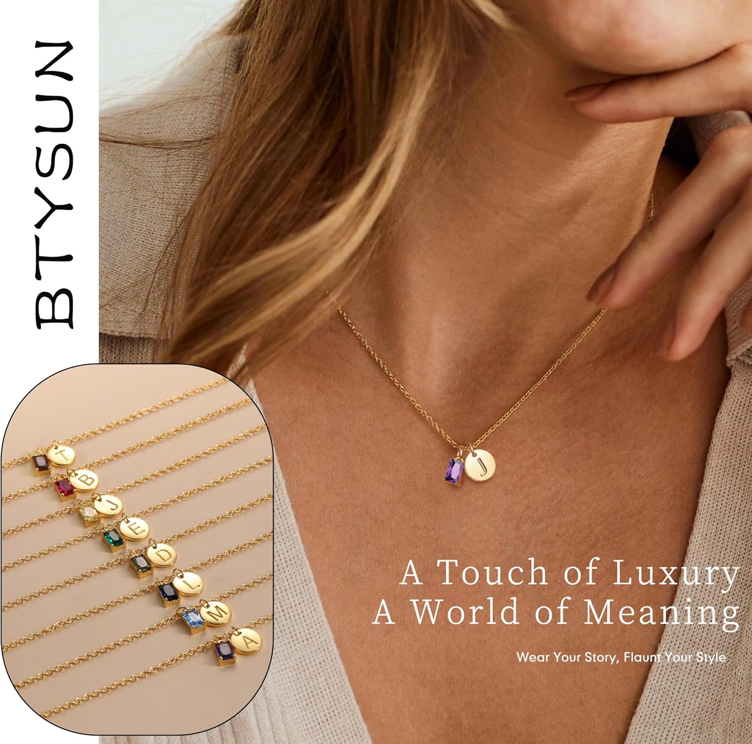 Birthstone Necklace for Women, Initial Necklace Valentines Day Gift Dainty Gold Necklace for Women with Initial Birthday Gifts for Her Teen Trendy Stuff Letter A-Z Pendant Mothers Day Necklaces Gifts for Mom Daughter Sister Christmas Jewelry - Image 5