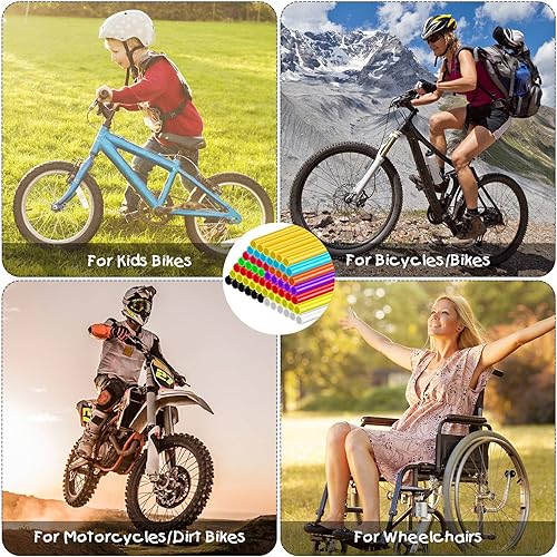 Miniatura 6 de 160 piezas de fundas para radios de bicicleta, 10 colores mezclados, fundas para radios de bicicleta, protector para motocicleta, bicicleta, silla