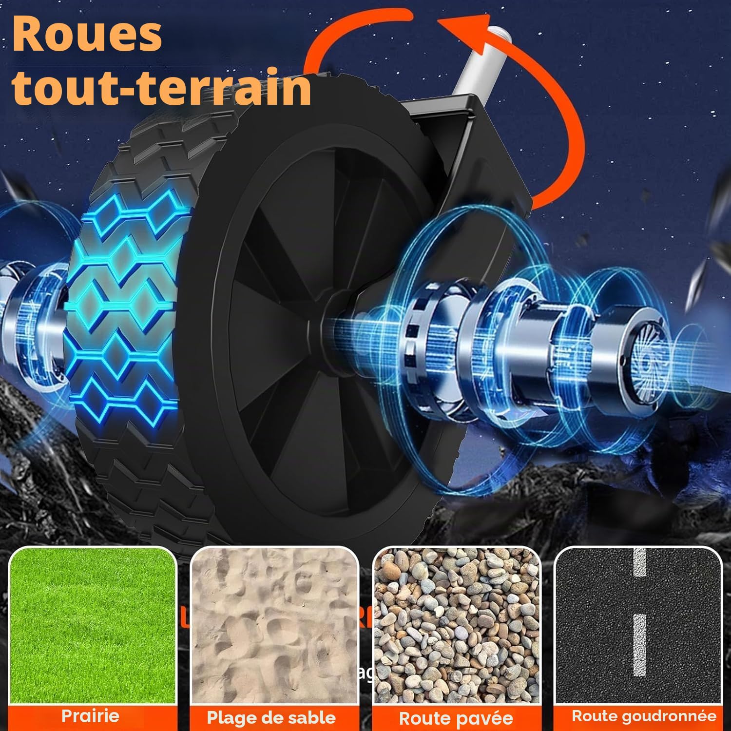 Chariot Pliable 360 LB pour Charges Lourdes, Chariot à roulettes avec hayon, Pliable pour Les Courses, Le Camping, la Plage, Le Jardin