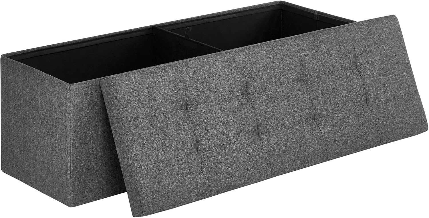 SONGMICS 43 Inches Folding Storage Ottoman Bench, Storage Chest, Foot Rest Stool