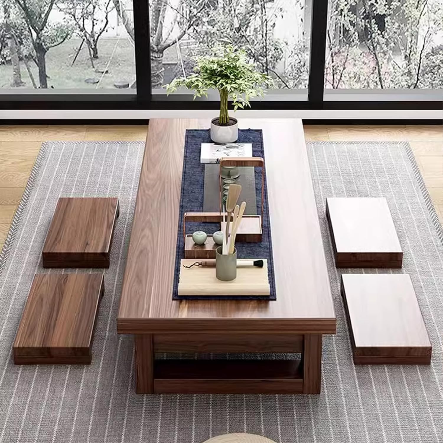 Japanese-Style Low Table, Solid Wood Japanese Tea Floor Table, Low