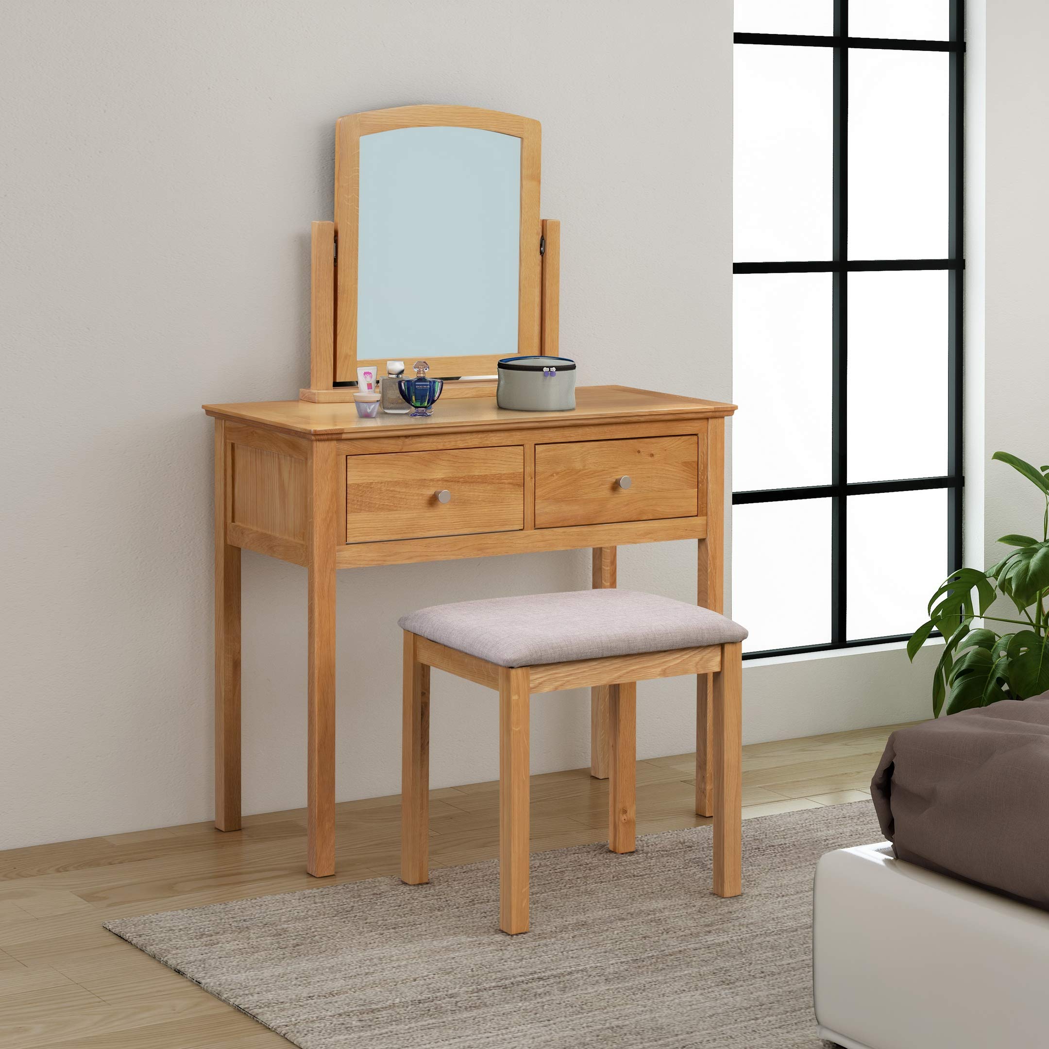 Hereford Oak Dressing Table/Console Table in Light Oak Finish Solid