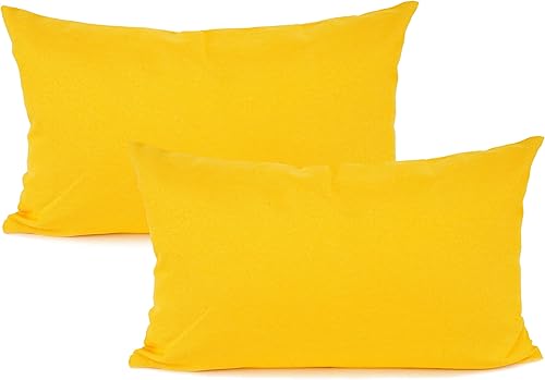 YOUR SMILE Fundas de cojín decorativas cuadradas puras, mezcla de algodón y lino, 12 x 20 pulgadas, paquete de 2 (amarillo) disponible en Yaxa Costa Rica