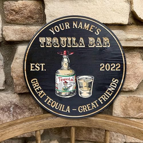 Miniatura 58 de Placa de pared de madera de bar de tequila mexicano personalizado, letrero de bar de México, letrero rústico para pub para el hogar, decoración de 01